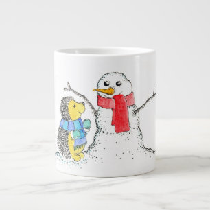 ハリネズミおよび雪だるま ジャンボコーヒーマグカップ