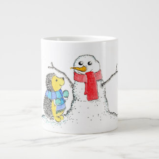 ハリネズミおよび雪だるま ジャンボコーヒーマグカップ