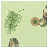 ハリネズミおよびPineconesの生地 ファブリック (クローズアップ)