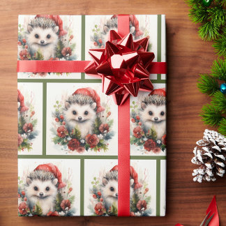 ハリネズミかわいいベビーウッドランドアニマルクリスマス ラッピングペーパー