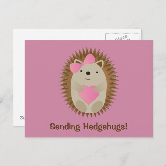 ハリネズミかわいい漫画ガールヘッジホッグを送る ポストカード (正面/裏面)