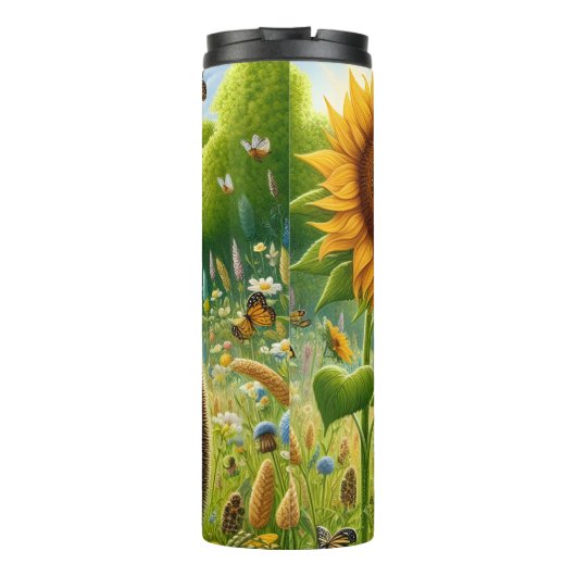 ハリネズミがヒマワリの匂いを嗅ぐ タンブラー (裏面)