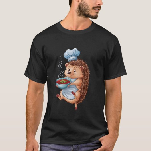 ハリネズミがボルシチを食べている Tシャツ (正面)