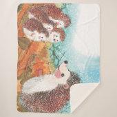 ハリネズミが互いに話し合うイラストレーション シェルパブランケット (正面)