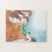 ハリネズミが互いに話し合うイラストレーション ジグソーパズル (横)