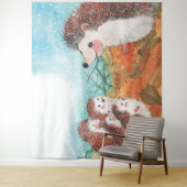 ハリネズミが互いに話し合うイラストレーション タペストリー (インサイチュ)