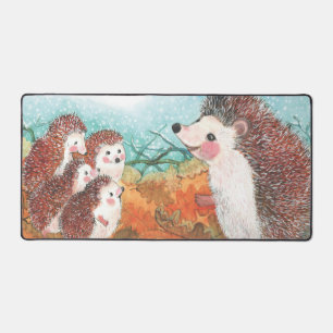 ハリネズミが互いに話し合うイラストレーション デスクマット