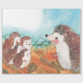ハリネズミが互いに話し合うイラストレーション ラッピングペーパー (フラット)