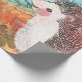 ハリネズミが互いに話し合うイラストレーション ラッピングペーパー (角)