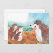 ハリネズミが互いに話し合う ポストカード (正面/裏面)