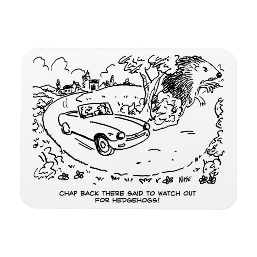 ハリネズミで田舎のスポーツカーを運転 マグネット (横)