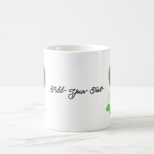 ハリネズミとイチゴの花パーソナライズされた幸せ コーヒーマグカップ (中央)