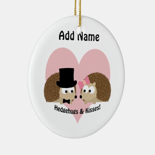 ハリネズミとキスハリネズミのカップル セラミックオーナメント (右)