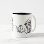 ハリネズミとキノコのアートマグ ツートーンマグカップ (正面右)