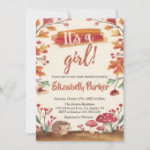 ハリネズミとキノコ秋ウッドランドベビーシャワー 招待状 (正面)