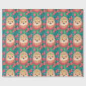 ハリネズミとグムドロップかわいいクリスマス ラッピングペーパー (フラット)