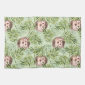 ハリネズミとグリーン葉 キッチンタオル (横)