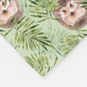 ハリネズミとグリーン葉 フリースブランケット (角)