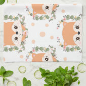 ハリネズミとフラワータトゥー キッチンタオル (折り畳み)