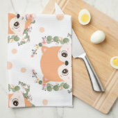 ハリネズミとフラワータトゥー キッチンタオル (四つ折り)