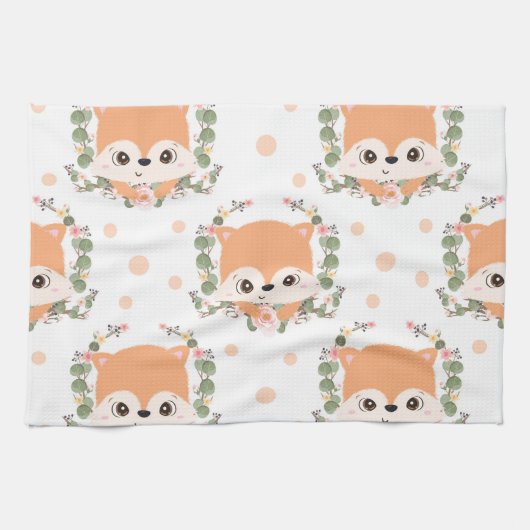ハリネズミとフラワータトゥー キッチンタオル (横)