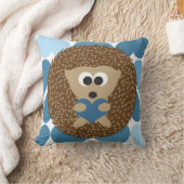 ハリネズミとブルーハート クッション (ブランケット)