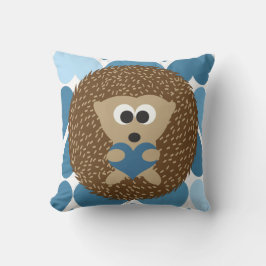 ハリネズミとブルーハート クッション
