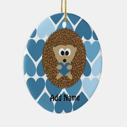 ハリネズミとブルーハート セラミックオーナメント (右)
