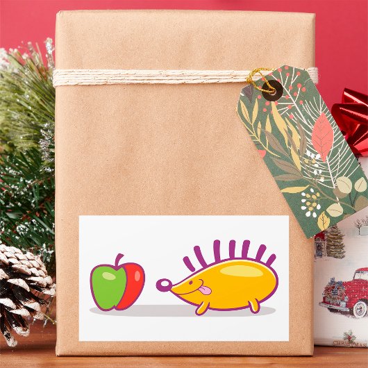 ハリネズミとリンゴ 長方形シール