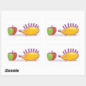 ハリネズミとリンゴ 長方形シール (シート)