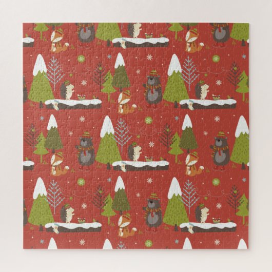 ハリネズミと冬のクマのクリスマス ジグソーパズル (縦)
