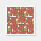 ハリネズミと冬のクマのクリスマス スタンダードカクテルナプキン (正面)