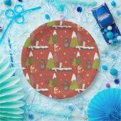 ハリネズミと冬のクマのクリスマス ペーパープレート (パーティー)