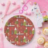 ハリネズミと冬のクマのクリスマス ペーパープレート (パーティー)