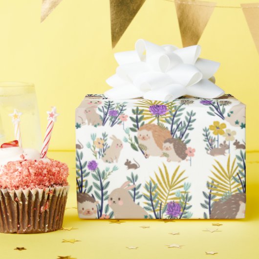 ハリネズミと友人のシャワーカーテン ラッピングペーパー (誕生日パーティー)