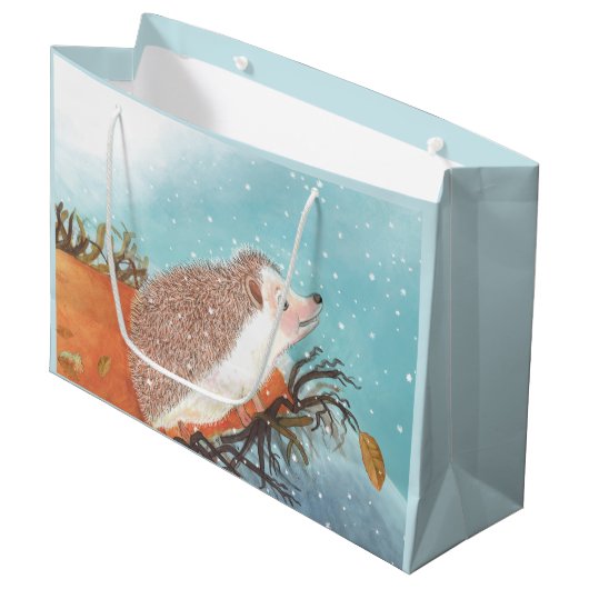ハリネズミと最初のスノーフレーク ラージペーパーバッグ (正面アングル)