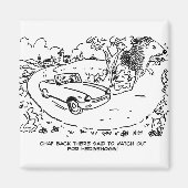 ハリネズミと田舎でスポーツカーを運転 マグネット (正面)