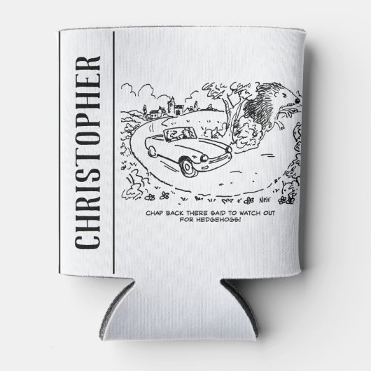 ハリネズミと田舎でスポーツカーを運転 缶クーラー (正面)