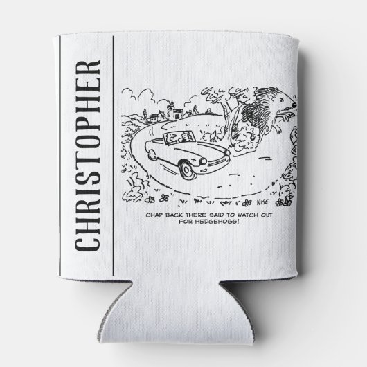 ハリネズミと田舎でスポーツカーを運転 缶クーラー (裏面)