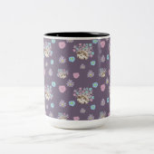 ハリネズミと花柄 ツートーンマグカップ (中央)