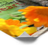 ハリネズミと花||引用文内の柔らかいハート ポスター (角)