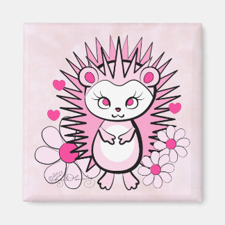ハリネズミのかわいいピンクのガーリー マグネット