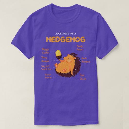 ハリネズミのかわいい動物の解剖学 Tシャツ (デザイン正面)