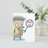 ハリネズミのイラストレーションの子供は郵便はがき感謝していしています ポストカード (スタンド正面)