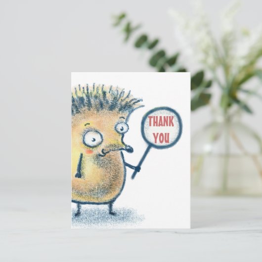 ハリネズミのイラストレーションの子供は郵便はがき感謝していしています ポストカード (スタンド正面)