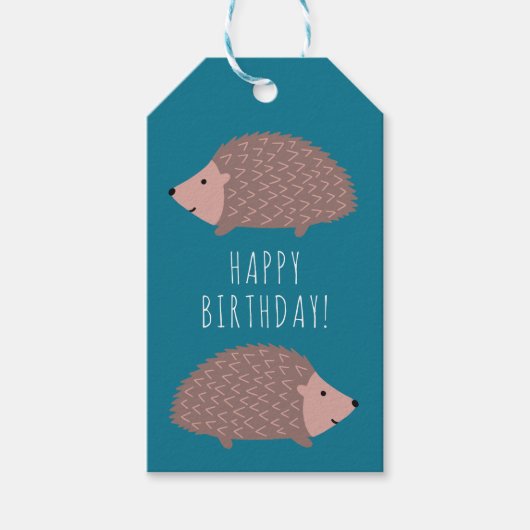 ハリネズミのウッドランドハッピーバースデー ギフトタグ (正面)
