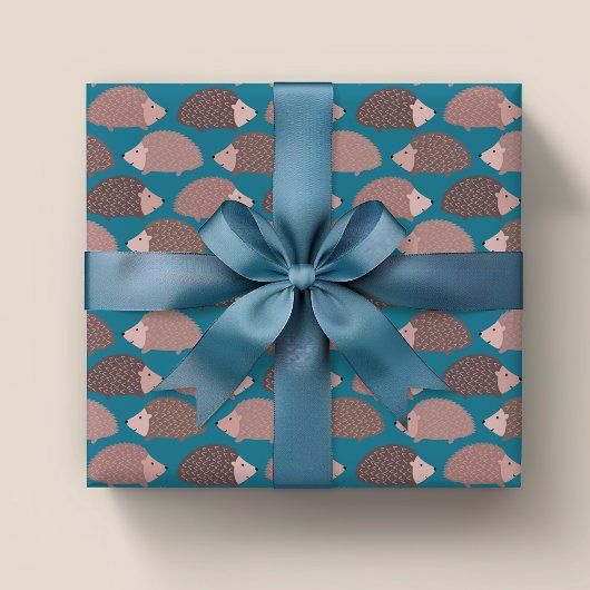 ハリネズミのウッドランドパターン ラッピングペーパーシート