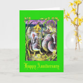 ハリネズミのエメラルドウェディング記念日 カード (黄色い花)