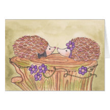 ハリネズミのカップルの結婚式の招待状