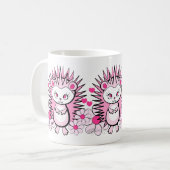 ハリネズミのガーリーでかわいいピンク コーヒーマグカップ (正面左)